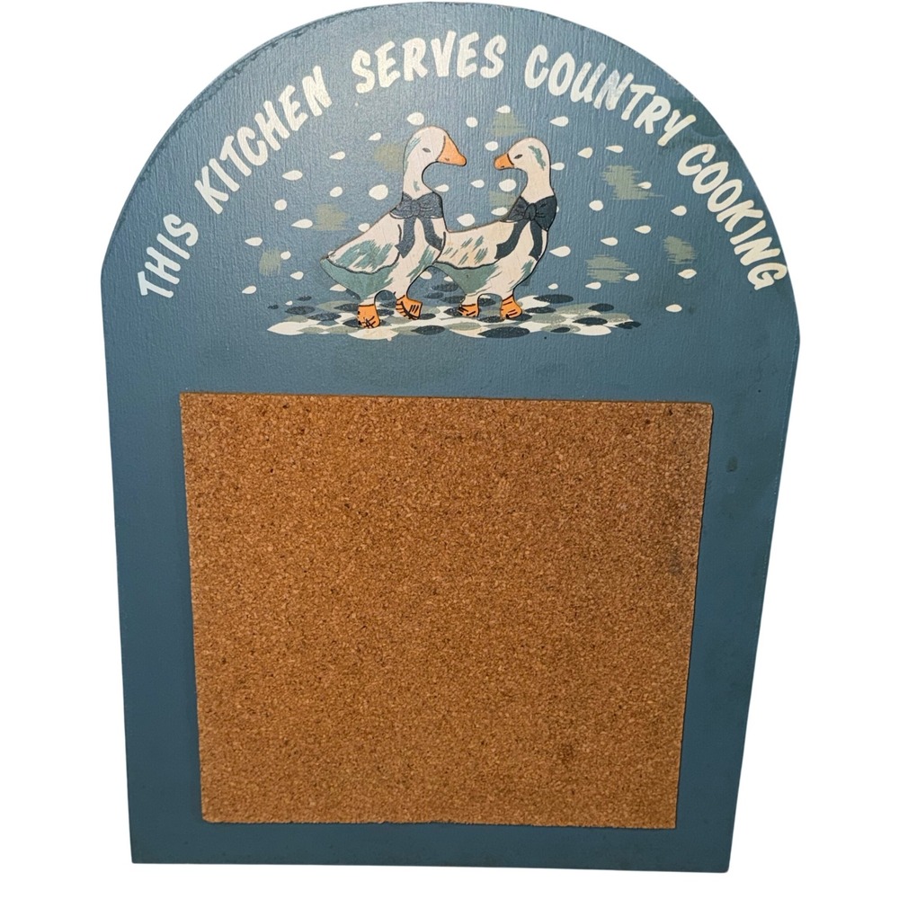 Vintage 1988 Country‎ Geese This Kitchen Memo Holder Cork Board Blue Farmhouse